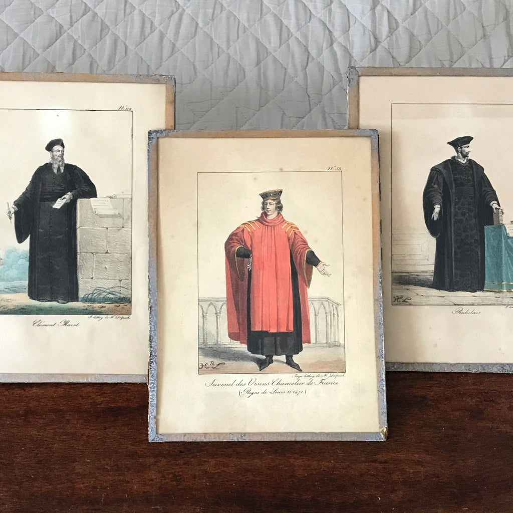 Lot de 3 impressions tirées de lithographies de François-Séraphin Delpech : Rabelais, Marot et Juvenel des Ursins par Hello Broc brocante en ligne