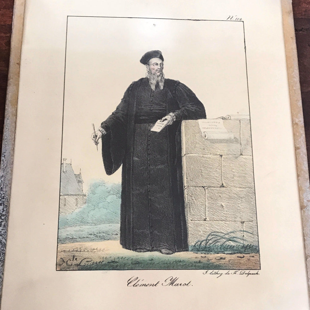 Lot de 3 impressions tirées de lithographies de François-Séraphin Delpech : Rabelais, Marot et Juvenel des Ursins par Hello Broc brocante en ligne