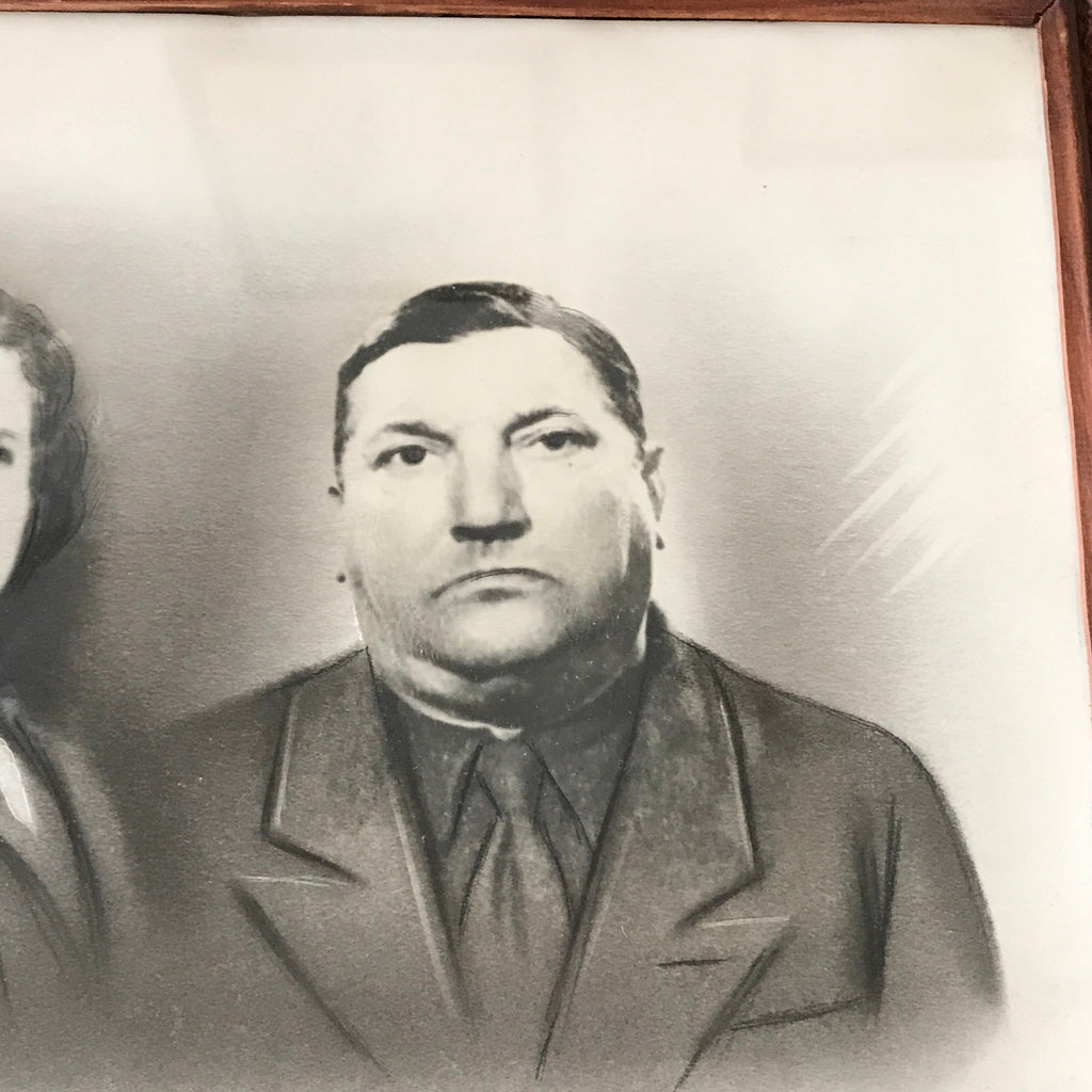 Grande photographie encadrée couple vieillissant cadre en bois ciselé Circa 1920 47 x 36,5 cm par Hello Broc brocante en ligne