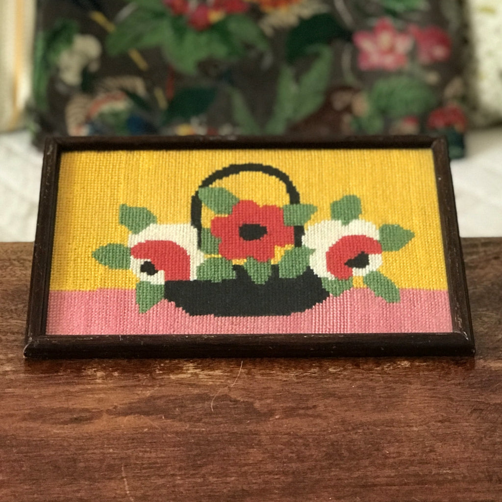 Petit canevas horizontal bouquet de roses de style Art Déco 27 x 17 cm par Hello Broc brocante en ligne