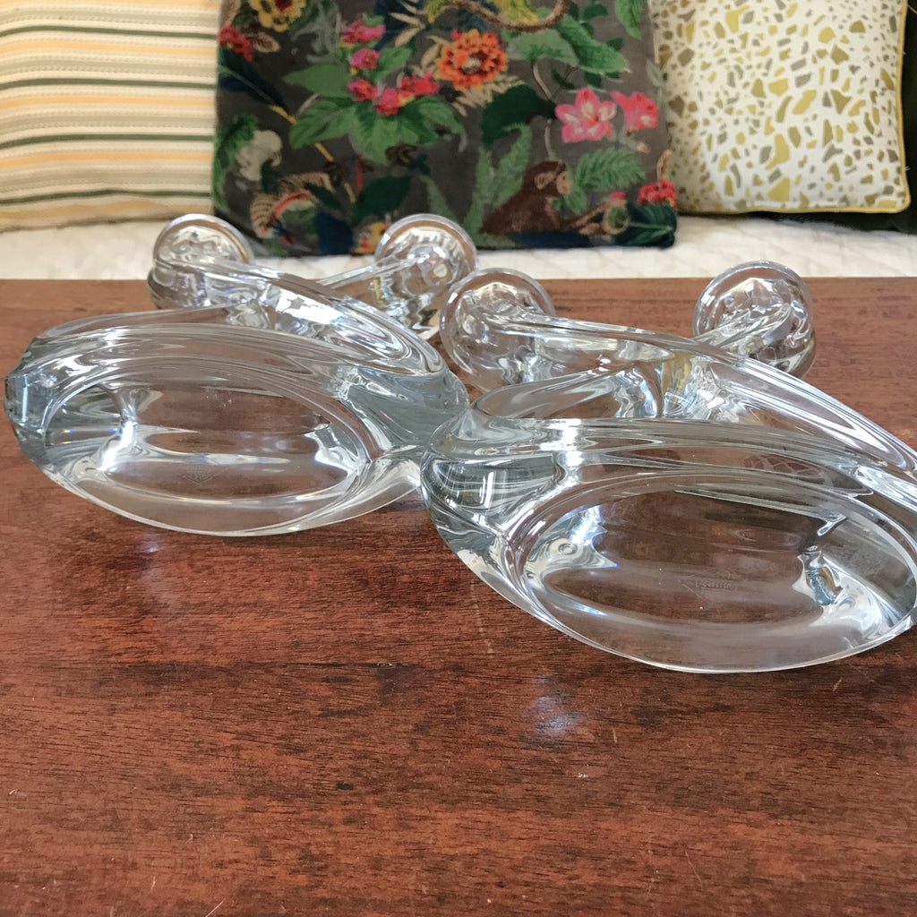 Paire de bougeoirs doubles en cristal Art Vannes France par Hello Broc brocante en ligne