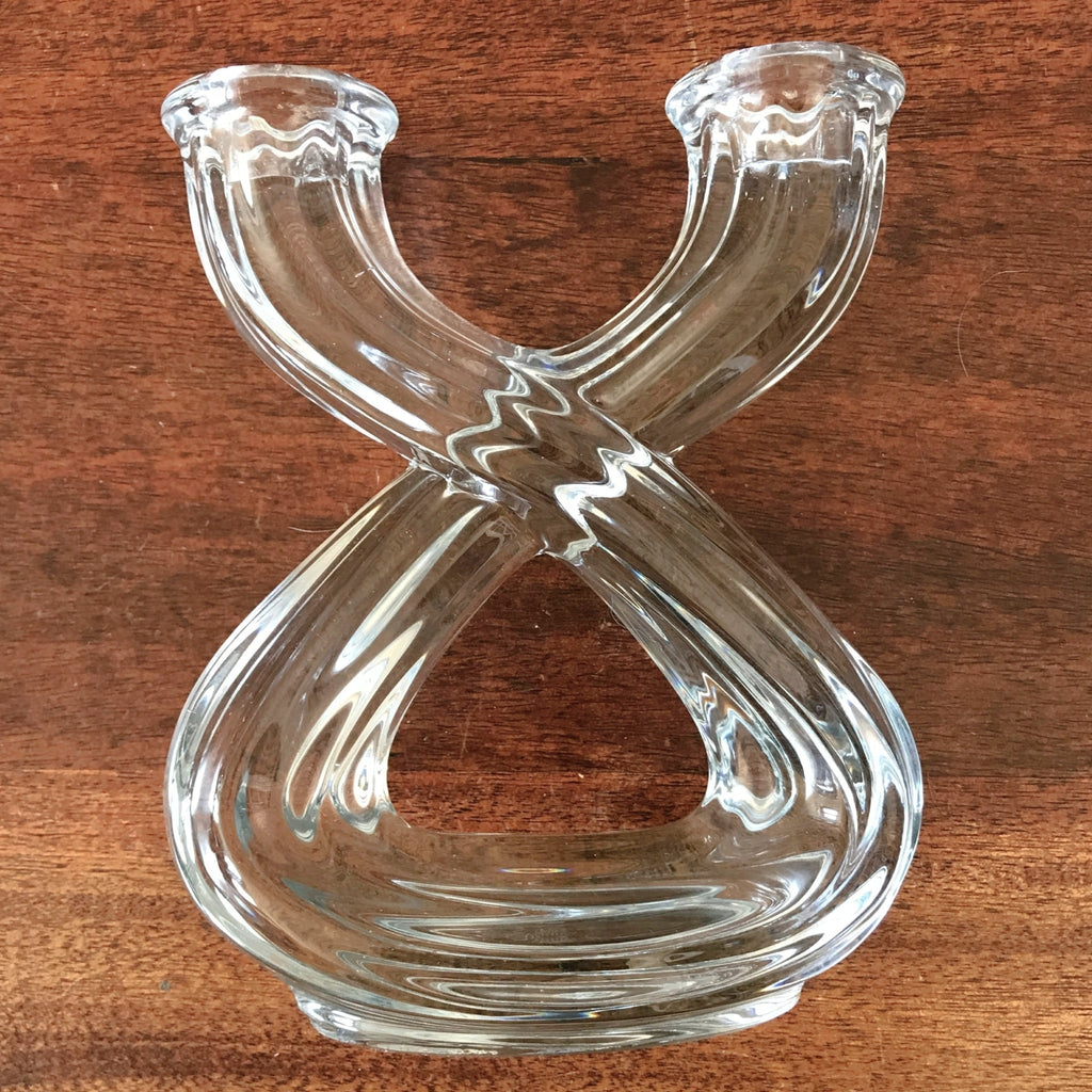 Paire de bougeoirs doubles en cristal Art Vannes France par Hello Broc brocante en ligne