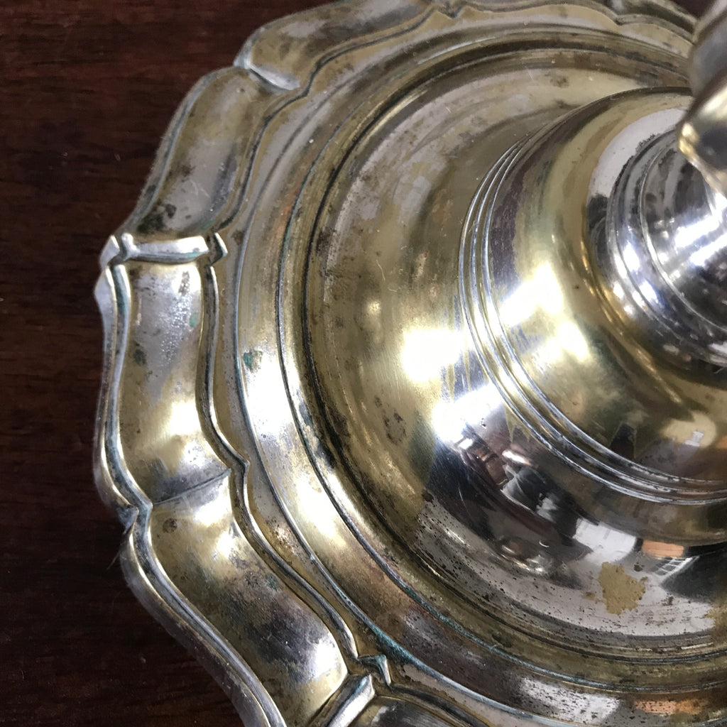 Paire de bougeoirs à 4 feux et 3 branches en métal argenté par Hello Broc brocante en ligne