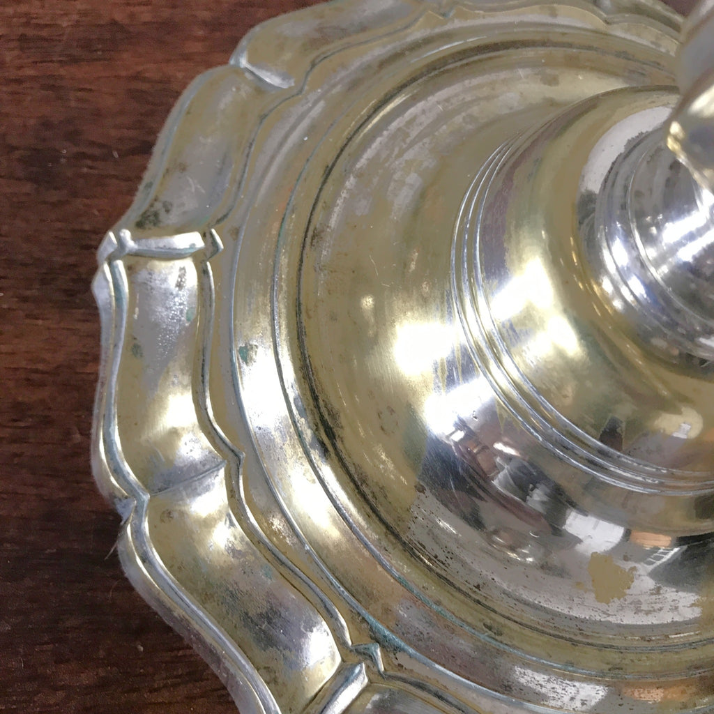 Paire de bougeoirs à 4 feux et 3 branches en métal argenté par Hello Broc brocante en ligne