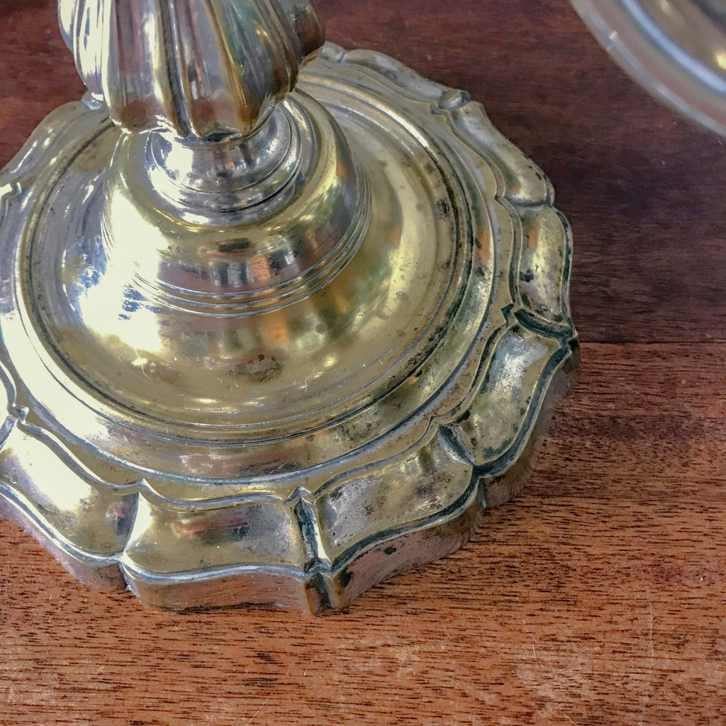 Paire de bougeoirs à 4 feux et 3 branches en métal argenté par Hello Broc brocante en ligne
