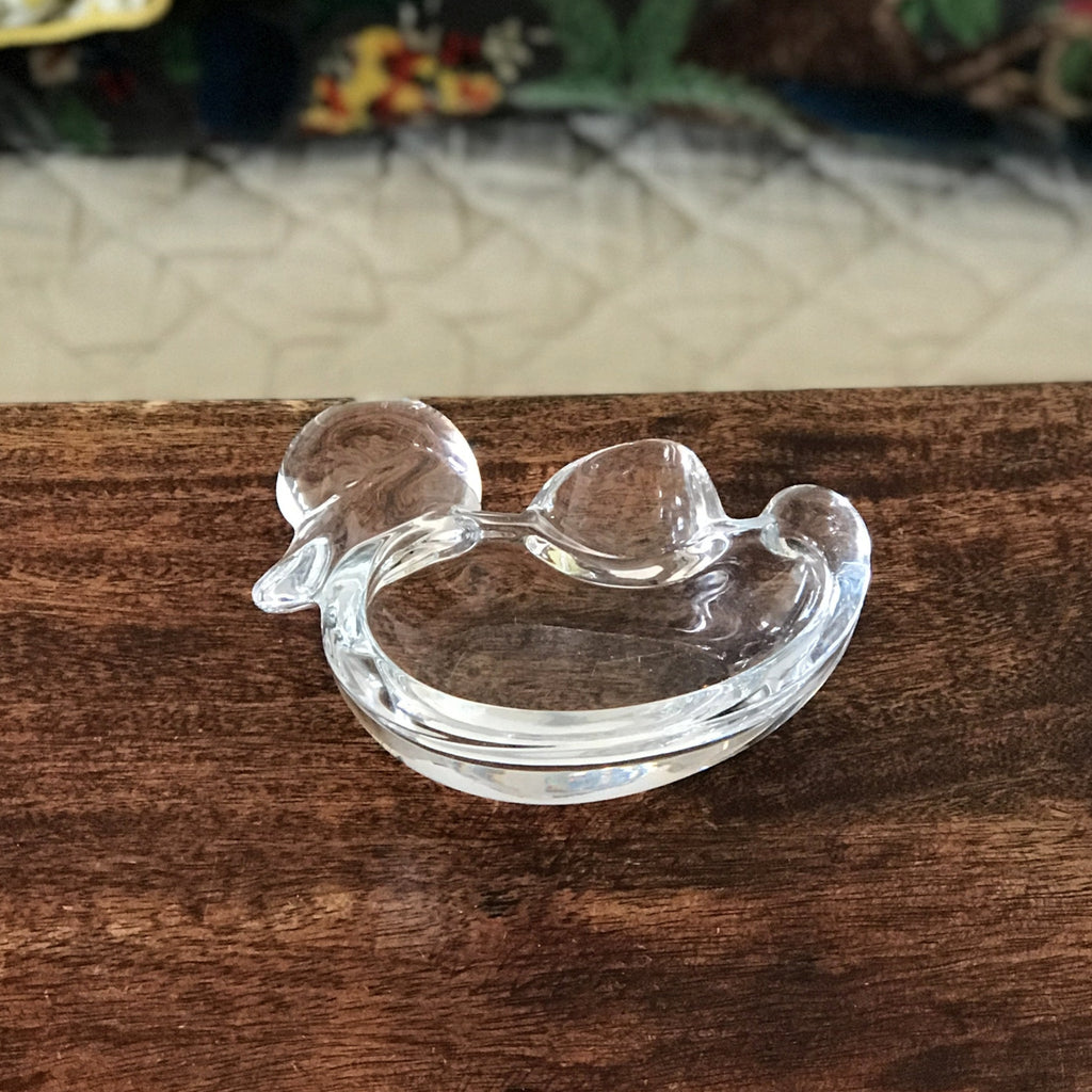 Cendrier zoomorphe canard en verre transparent par Hello Broc brocante en ligne