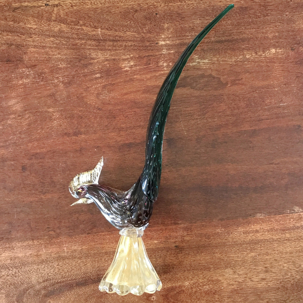 Oiseau coq ou faisan en verre soufflé de Murano par Hello Broc brocante en ligne