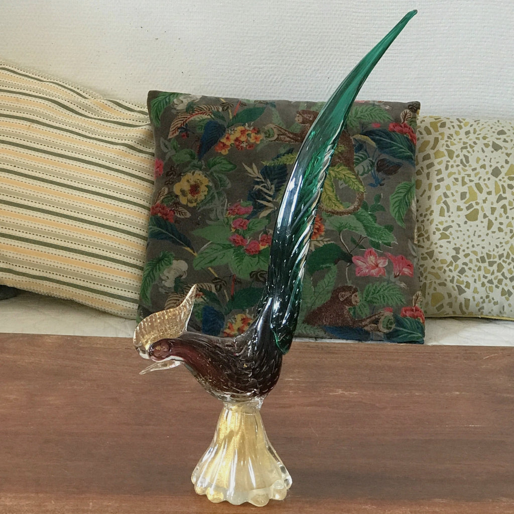 Oiseau coq ou faisan en verre soufflé de Murano par Hello Broc brocante en ligne