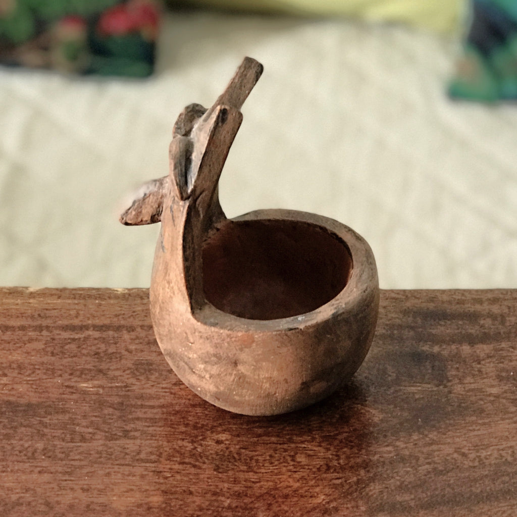 Poterie artisanale chouette ou hibou en terre cuite faite main par Hello Broc brocante en ligne