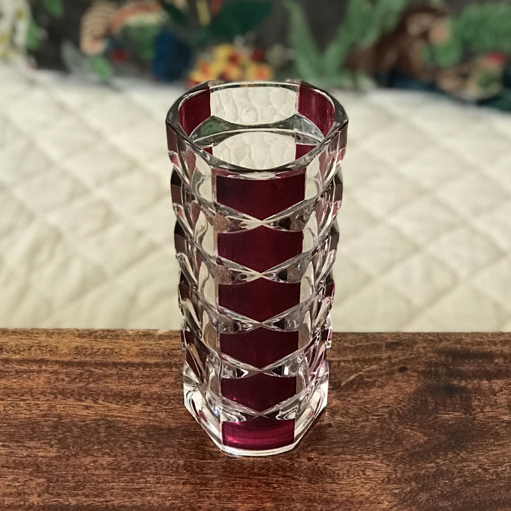 Vase bicolore violet et incolore modèle Windsor de J.C. Durand pour Luminarc années 70 par Hello Broc brocante en ligne