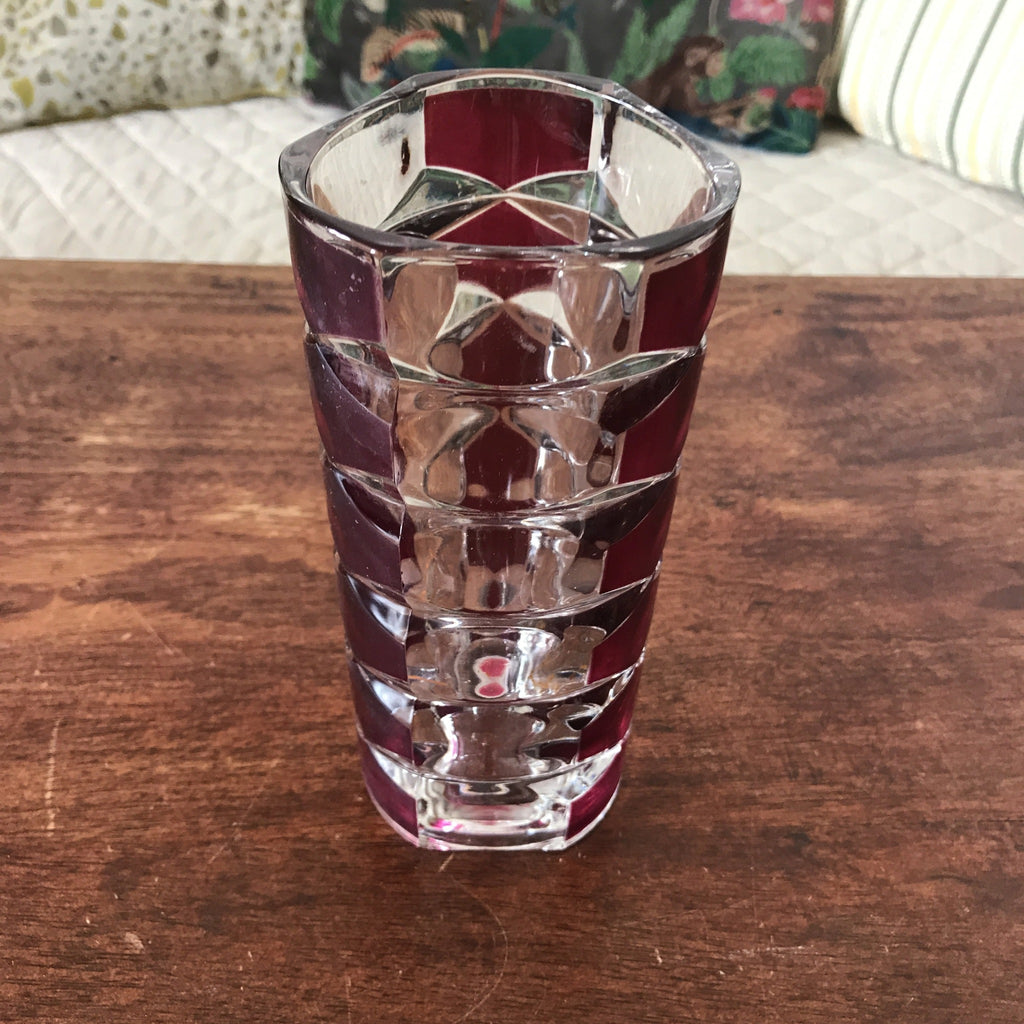 Vase bicolore violet et incolore modèle Windsor de J.C. Durand pour Luminarc années 70 par Hello Broc brocante en ligne