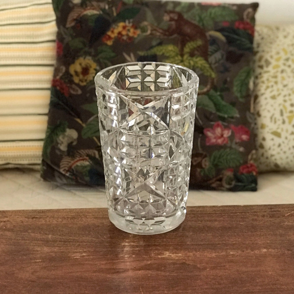 Grand vase cylindrique évasé en cristal de Bayel hauteur 21 cm par Hello Broc brocante en ligne