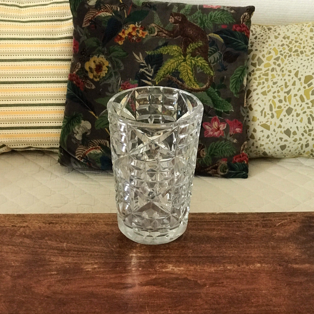 Grand vase cylindrique évasé en cristal de Bayel - Hello Broc