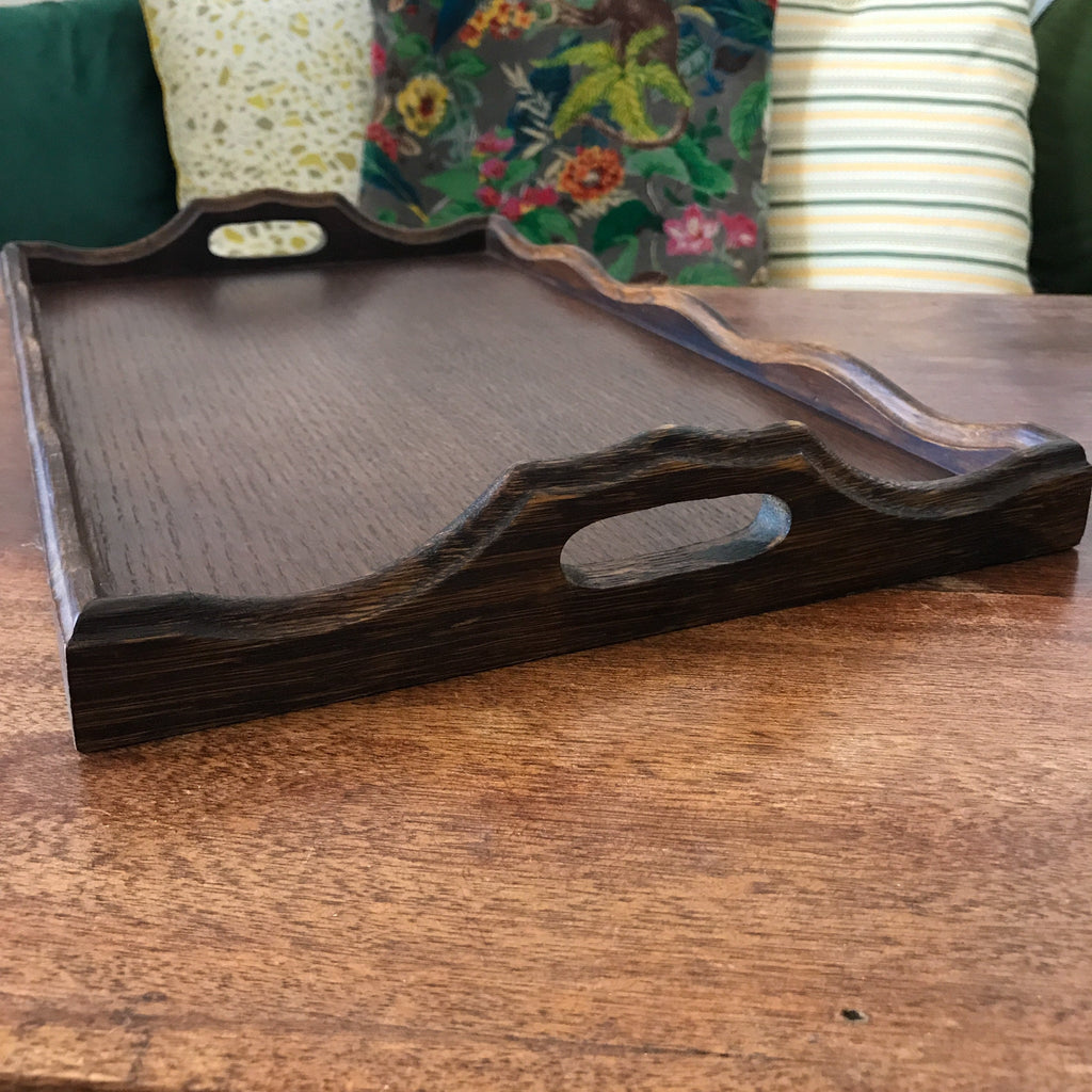 Plateau rectangulaire vintage en bois années 70 / 80 dimensions 48 x 29 cm par Hello Broc brocante en ligne