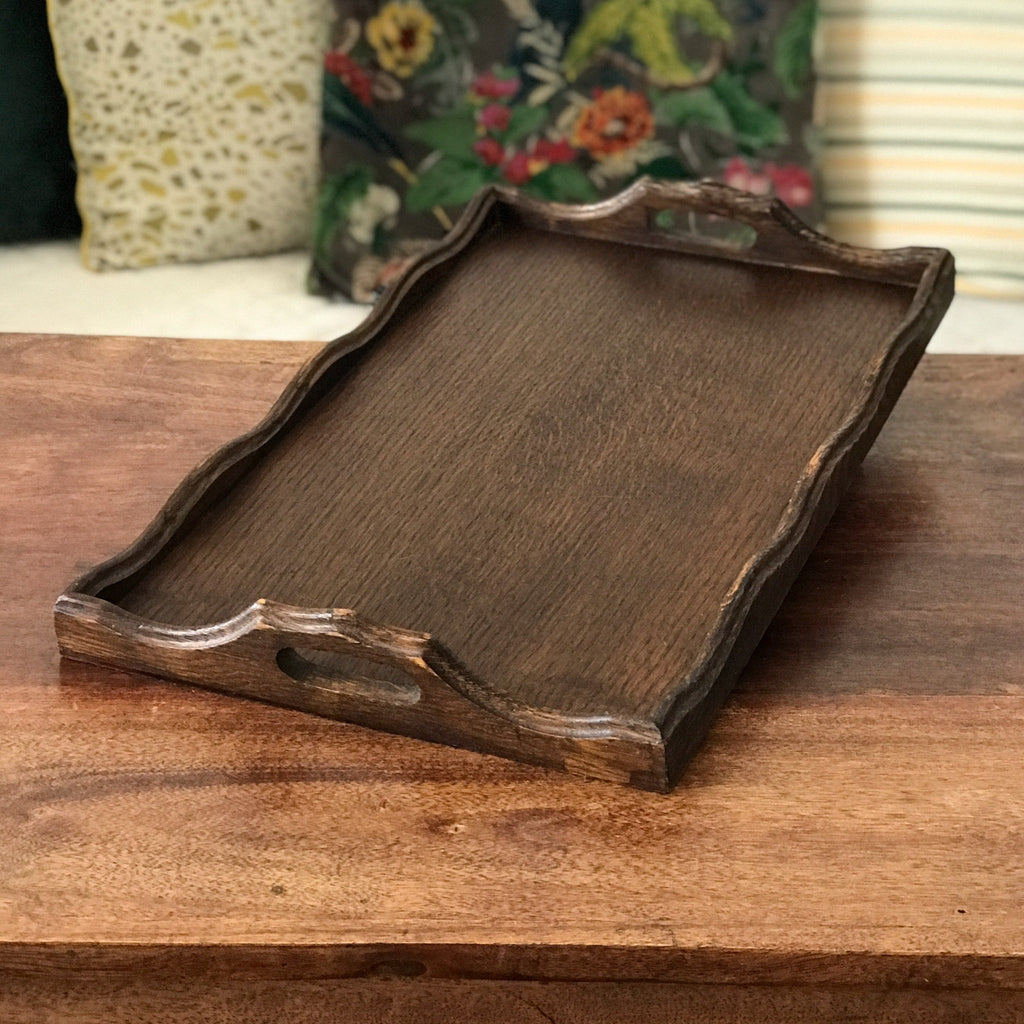 Plateau rectangulaire vintage en bois années 70 / 80 dimensions 48 x 29 cm par Hello Broc brocante en ligne