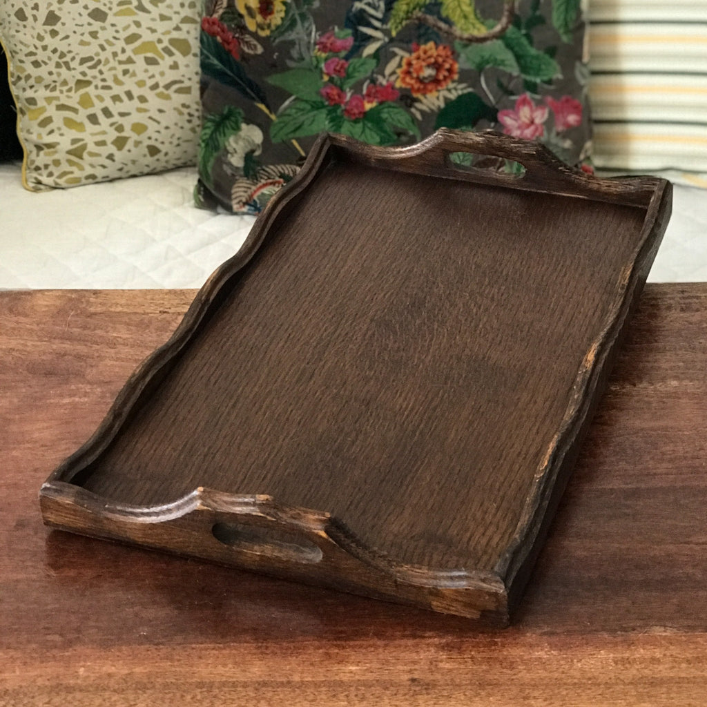 Plateau rectangulaire vintage en bois années 70 / 80 dimensions 48 x 29 cm par Hello Broc brocante en ligne