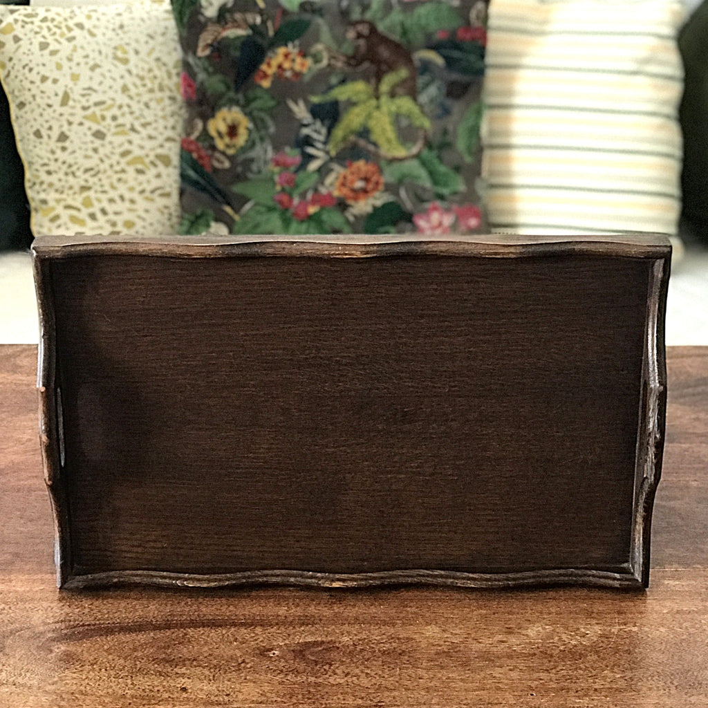 Plateau rectangulaire vintage en bois années 70 / 80 dimensions 48 x 29 cm par Hello Broc brocante en ligne