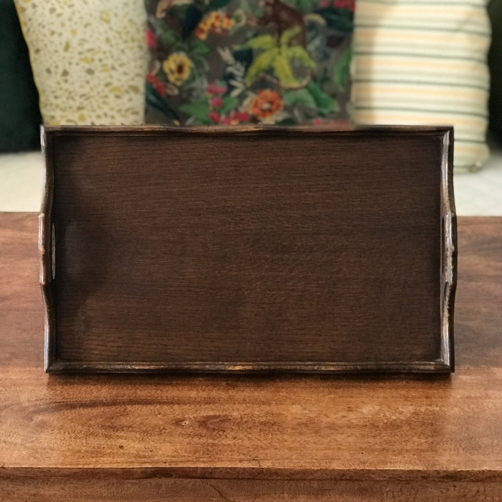Plateau rectangulaire vintage en bois années 70 / 80 dimensions 48 x 29 cm par Hello Broc brocante en ligne