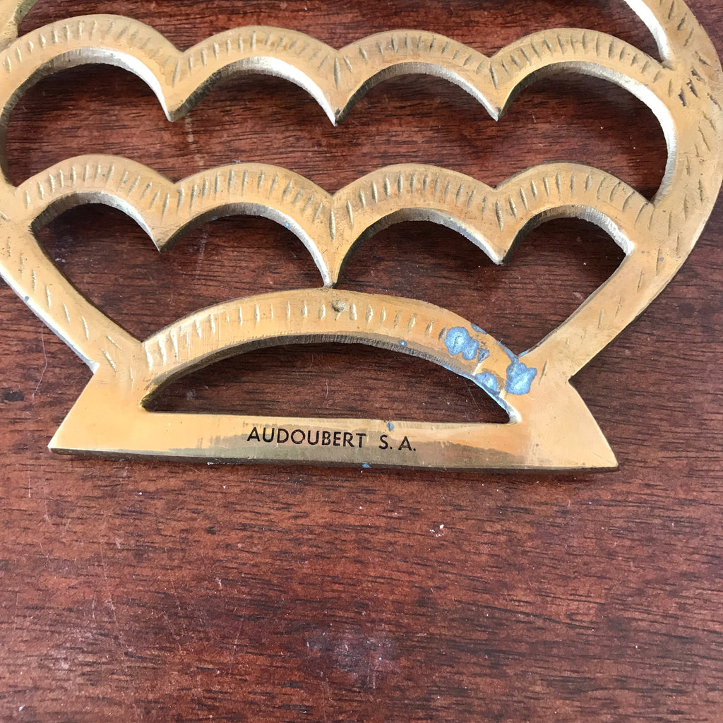 Dessous de plat en forme de hibou ou de chouette en métal doré par Hello Broc brocante en ligne