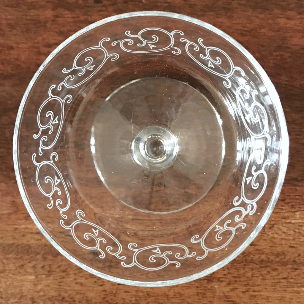 Lot de 6 coupes à champagne en verre décor imprimé arabesques - Luminarc vintage années 70 par Hello Broc brocante en ligne