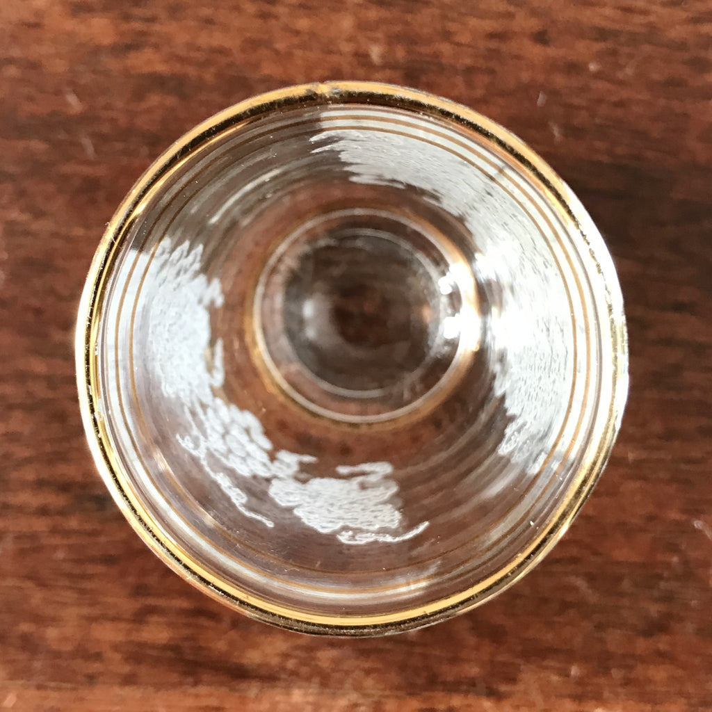 Lot de 4 petits verres à liqueur en verre décor grappes de raisin par Hello Broc brocante en ligne