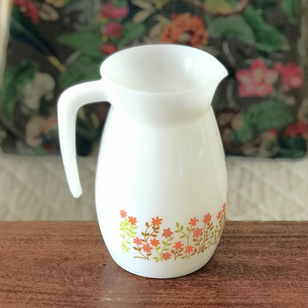 Pichet vintage publicitaire Shell verre opalin blanc 1L par Hello Broc brocante en ligne