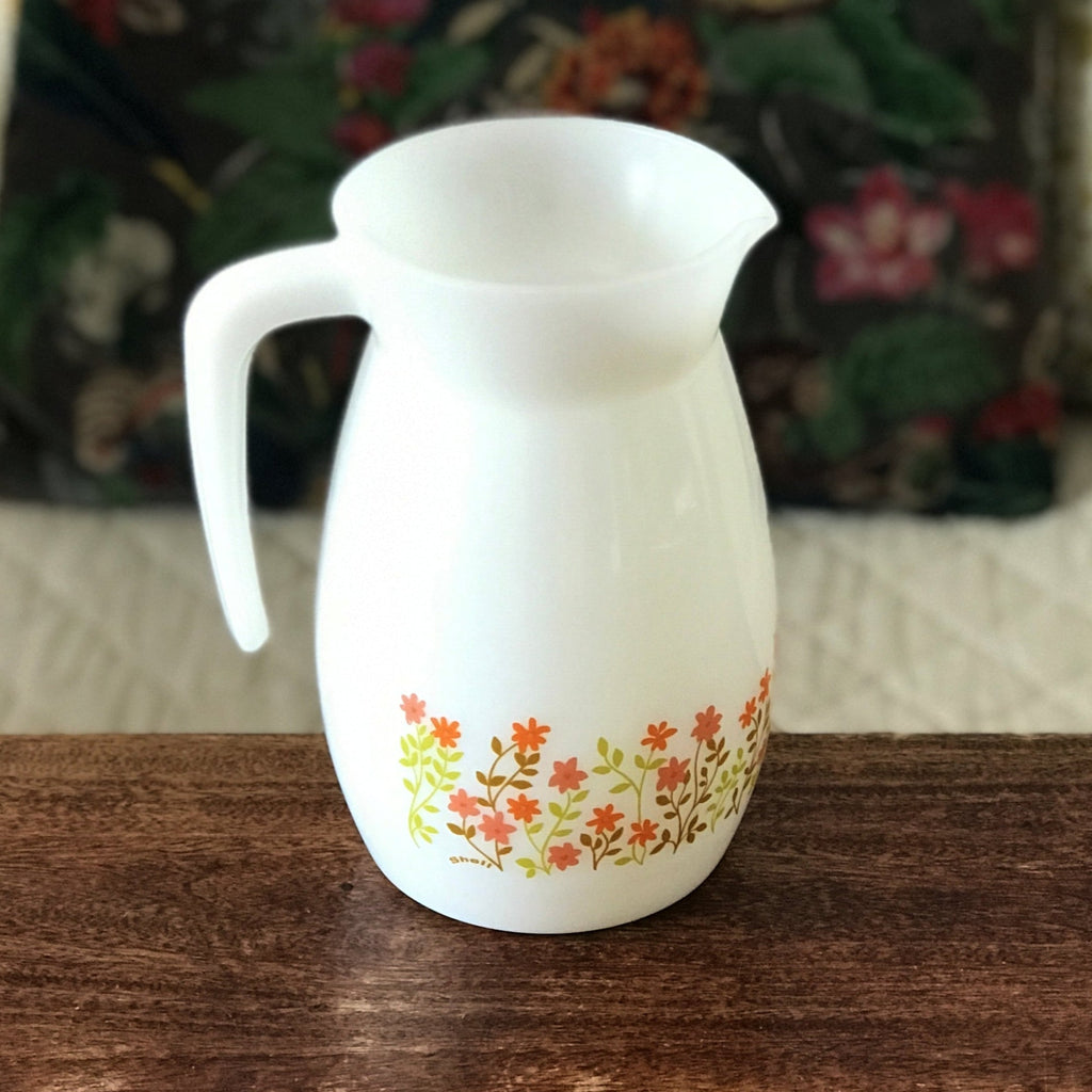 Pichet vintage publicitaire Shell verre opalin blanc 1L par Hello Broc brocante en ligne