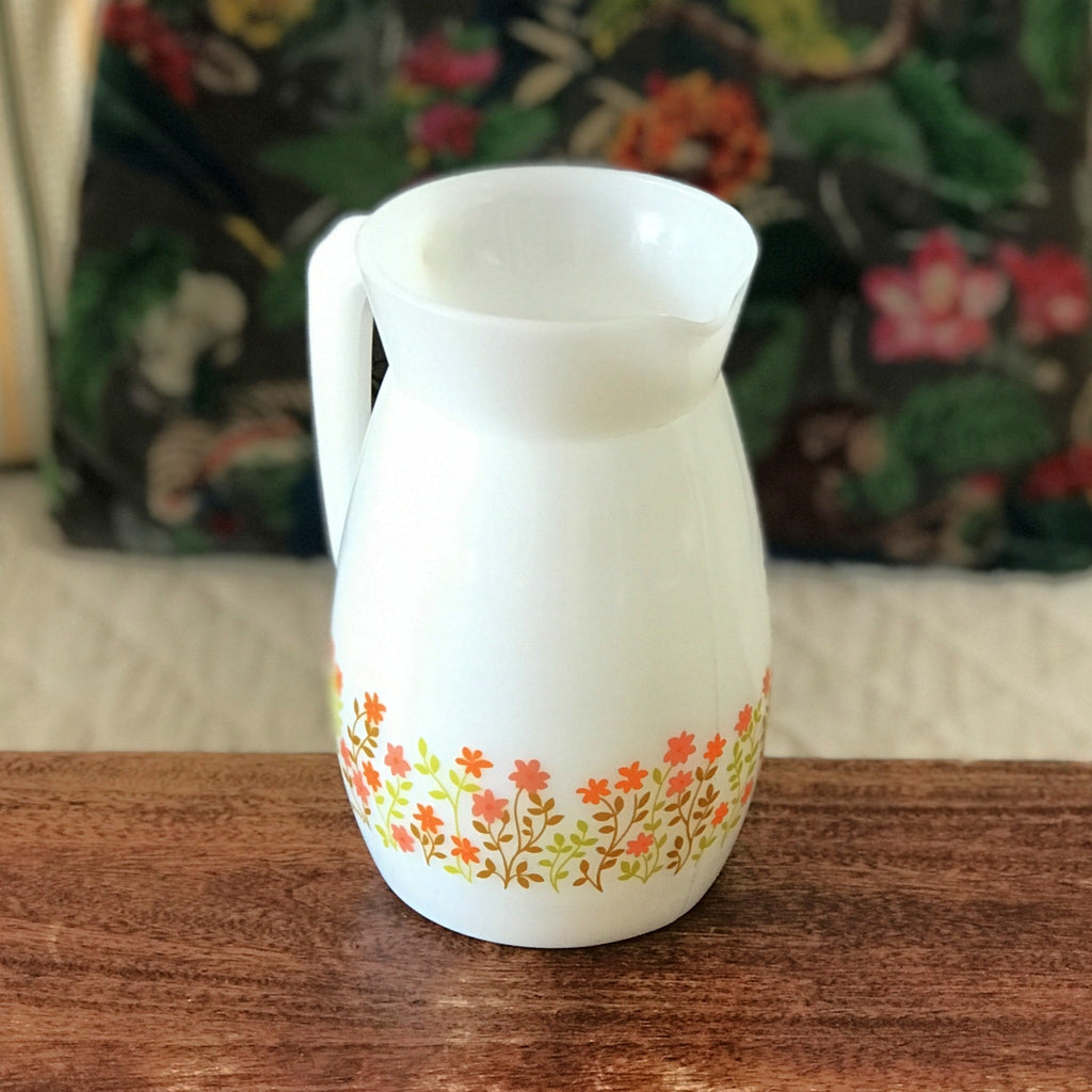 Pichet vintage publicitaire Shell verre opalin blanc 1L par Hello Broc brocante en ligne