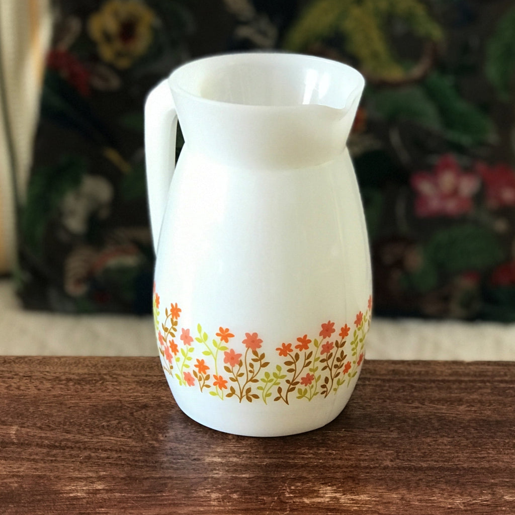 Pichet vintage publicitaire Shell verre opalin blanc 1L par Hello Broc brocante en ligne