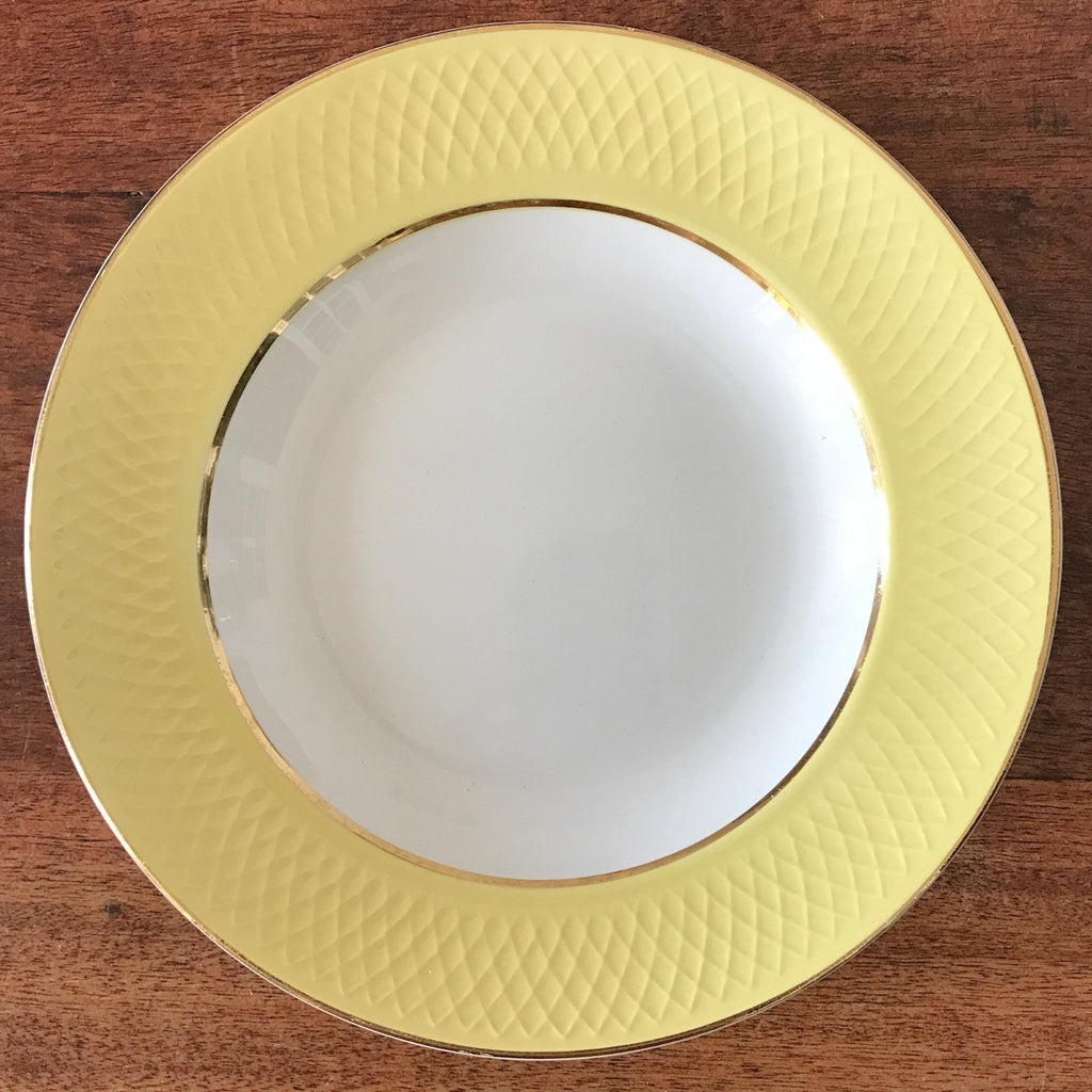 Lot 6 assiettes creuses vintage Moulin des Loups Orchies décor jaune par Hello Broc brocante en ligne
