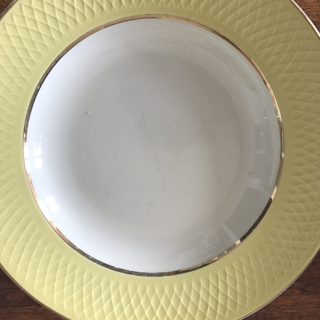 Lot 6 assiettes creuses vintage Moulin des Loups Orchies décor jaune par Hello Broc brocante en ligne