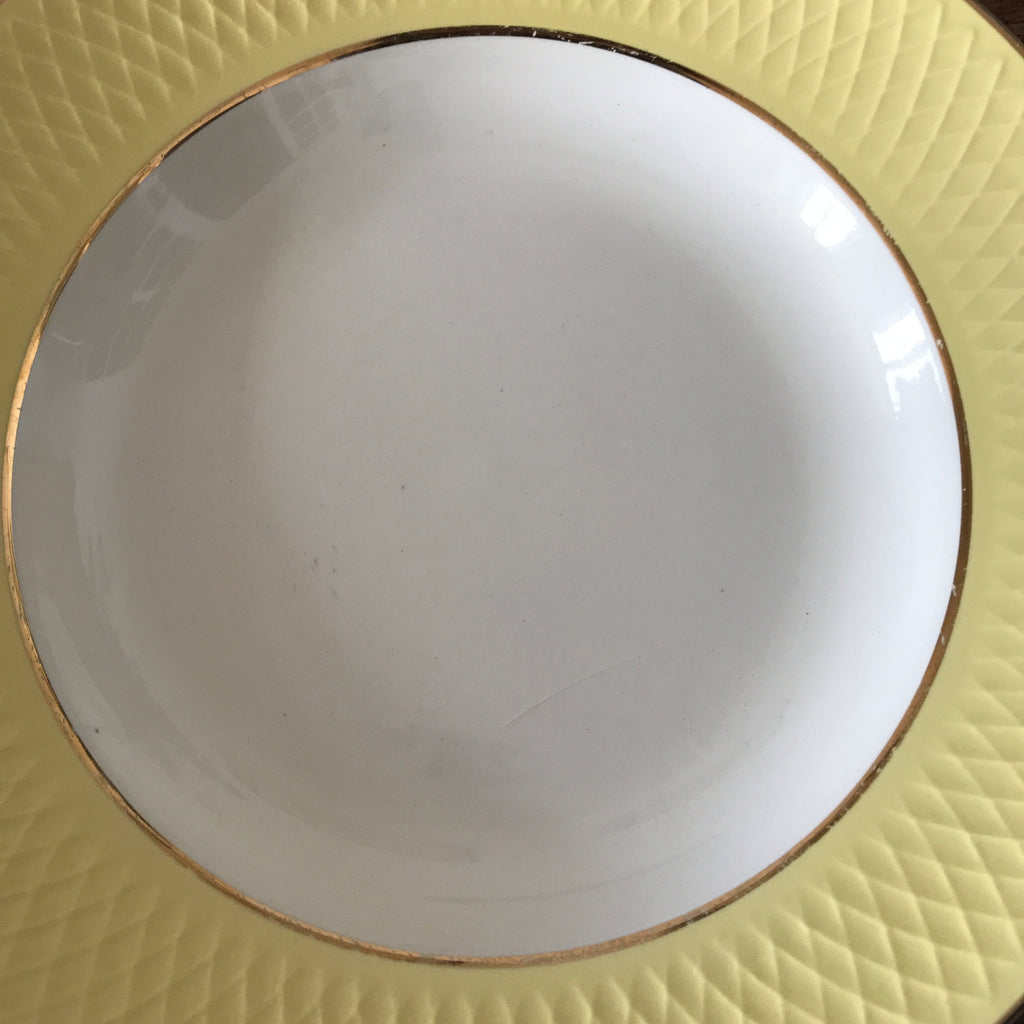 Lot 6 assiettes creuses vintage Moulin des Loups Orchies décor jaune par Hello Broc brocante en ligne