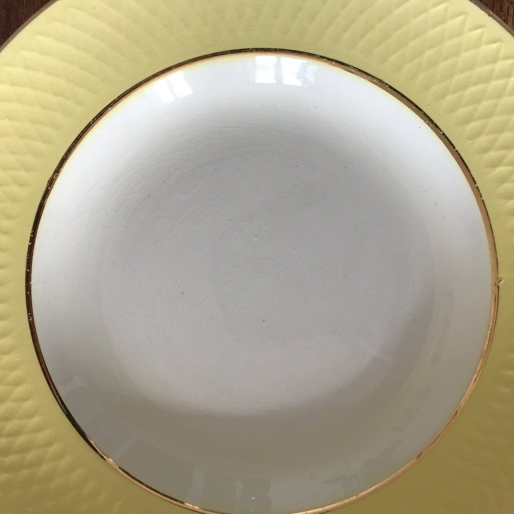 Lot 6 assiettes creuses vintage Moulin des Loups Orchies décor jaune par Hello Broc brocante en ligne