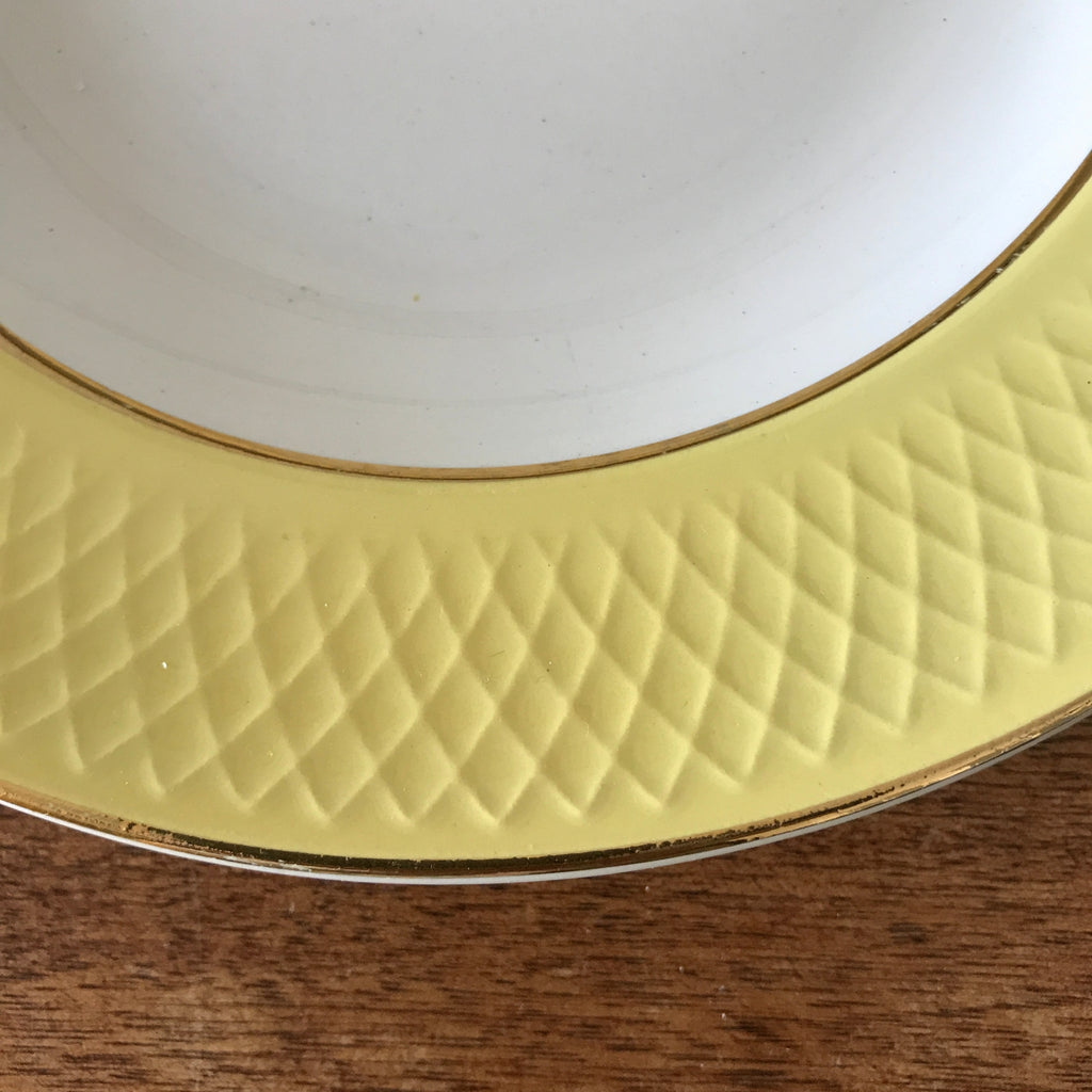 Lot 6 assiettes creuses vintage Moulin des Loups Orchies décor jaune par Hello Broc brocante en ligne