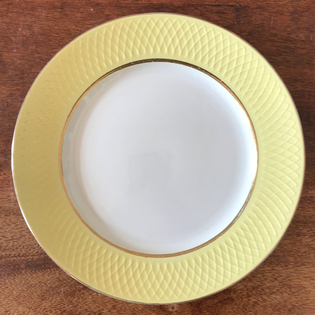 Lot 6 assiettes plates Moulin des Loups Orchies décor jaune par Hello Broc brocante en ligne