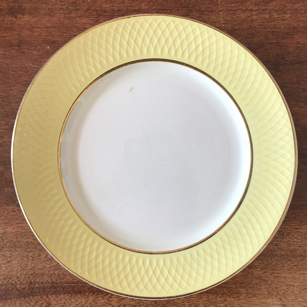 Lot 6 assiettes plates Moulin des Loups Orchies décor jaune par Hello Broc brocante en ligne