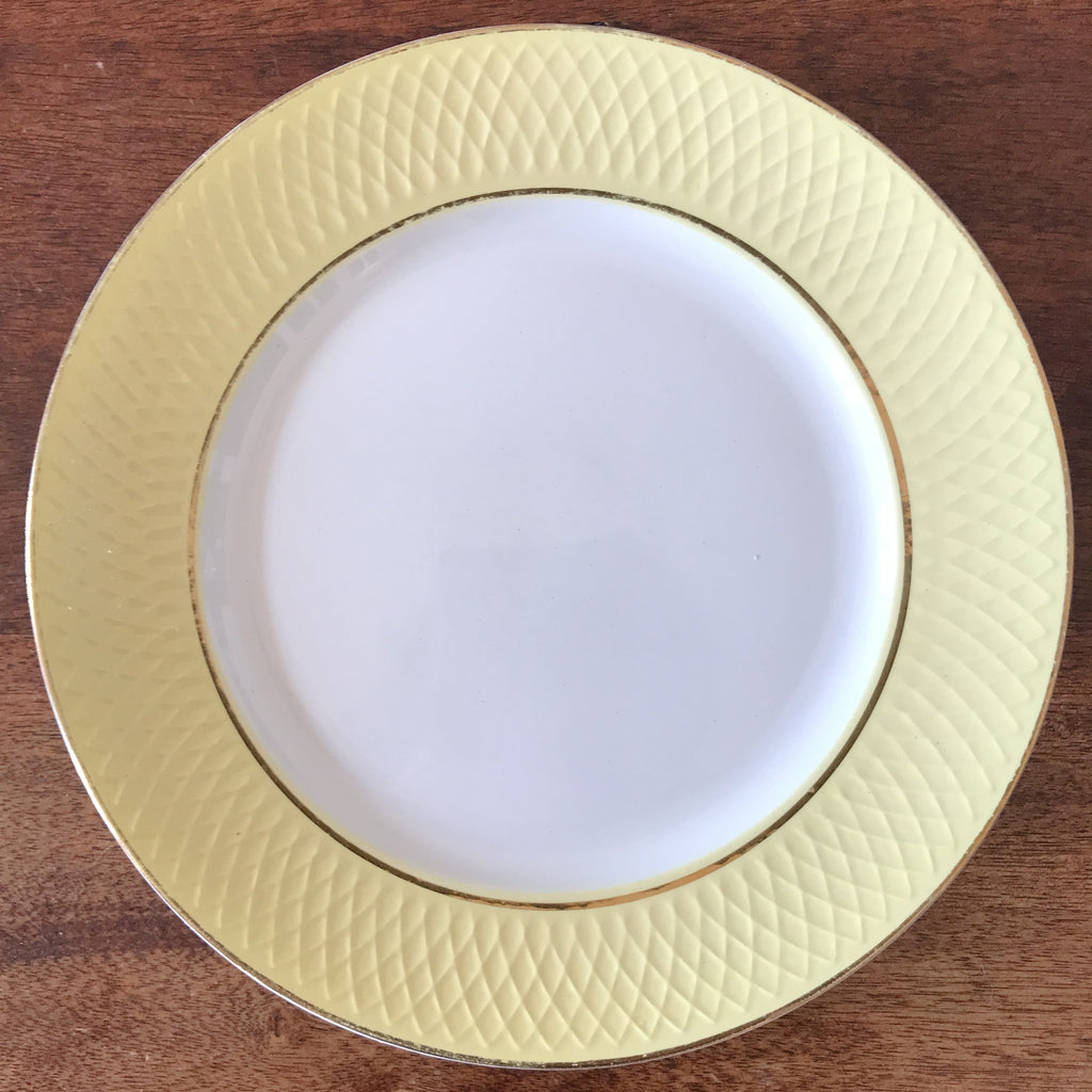 Lot 6 assiettes plates Moulin des Loups Orchies décor jaune par Hello Broc brocante en ligne