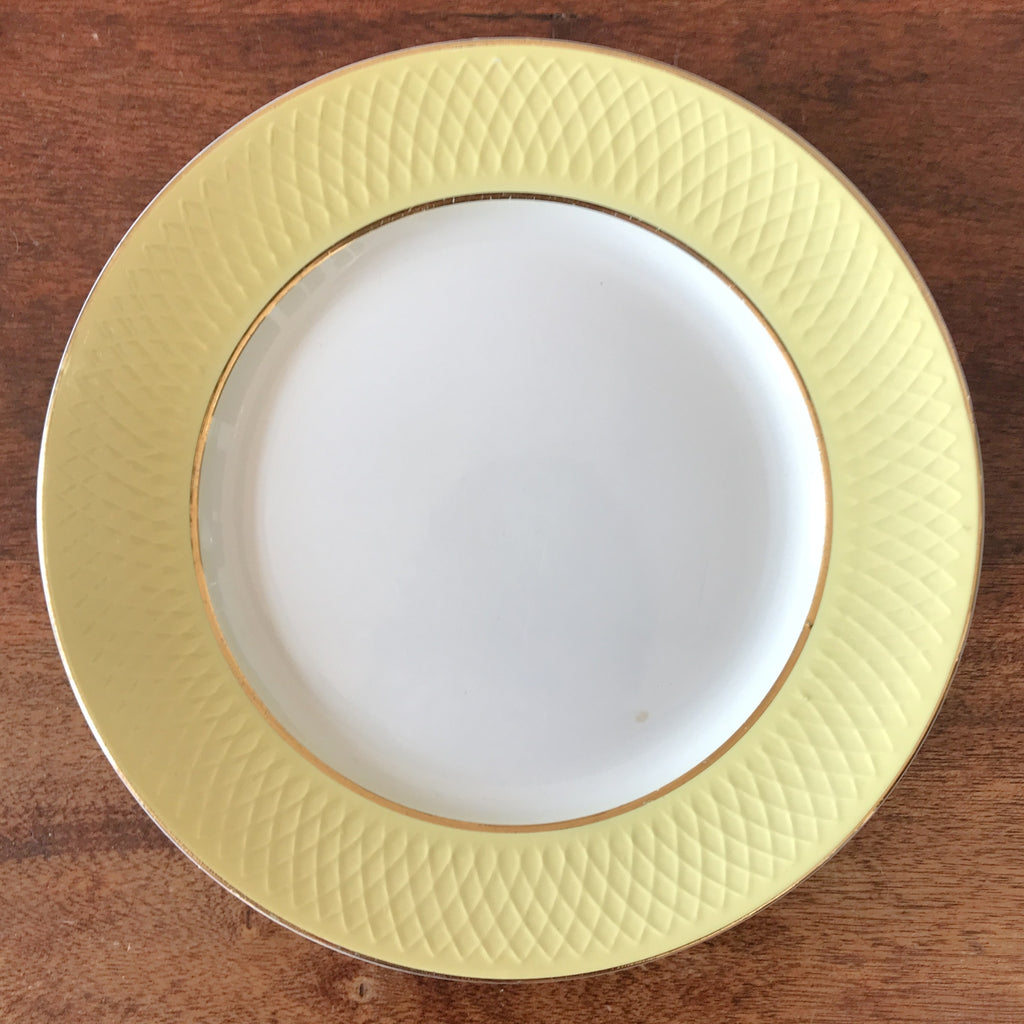 Lot 6 assiettes plates Moulin des Loups Orchies décor jaune par Hello Broc brocante en ligne