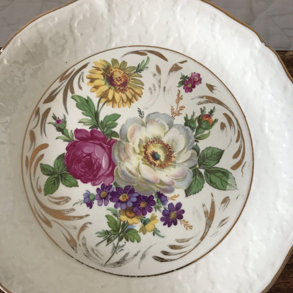 Ensemble de 6 assiettes à dessert en céramique de Céranord France décor bouquet fleurs par Hello Broc brocante en ligne