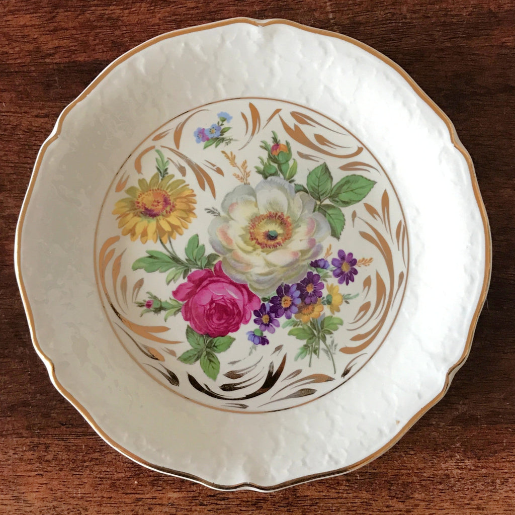 Ensemble de 6 assiettes à dessert en céramique de Céranord France décor bouquet fleurs par Hello Broc brocante en ligne