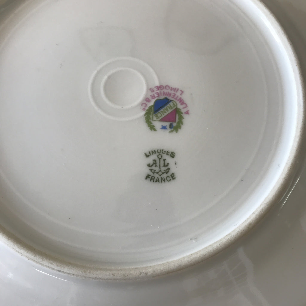 Lot 4 de petites assiettes en porcelaine de Limoges Lanternier décor bleu et fleuri par Hello Broc brocante en ligne