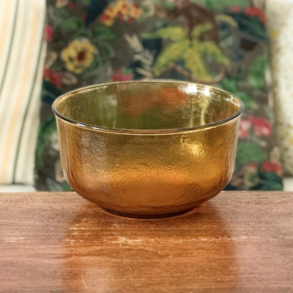 Saladier vintage en verre ambré Codec par Hello Broc brocante en ligne