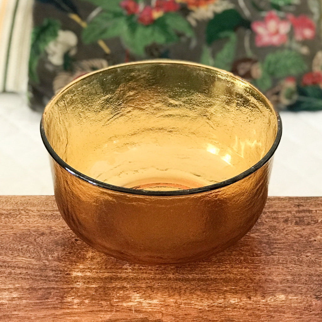Saladier vintage en verre ambré Codec par Hello Broc brocante en ligne
