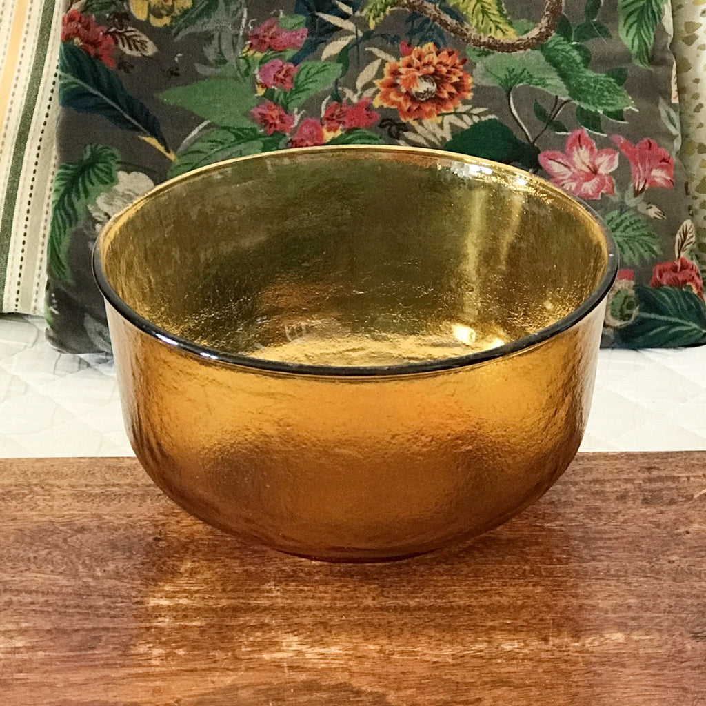 Saladier vintage en verre ambré Codec par Hello Broc brocante en ligne