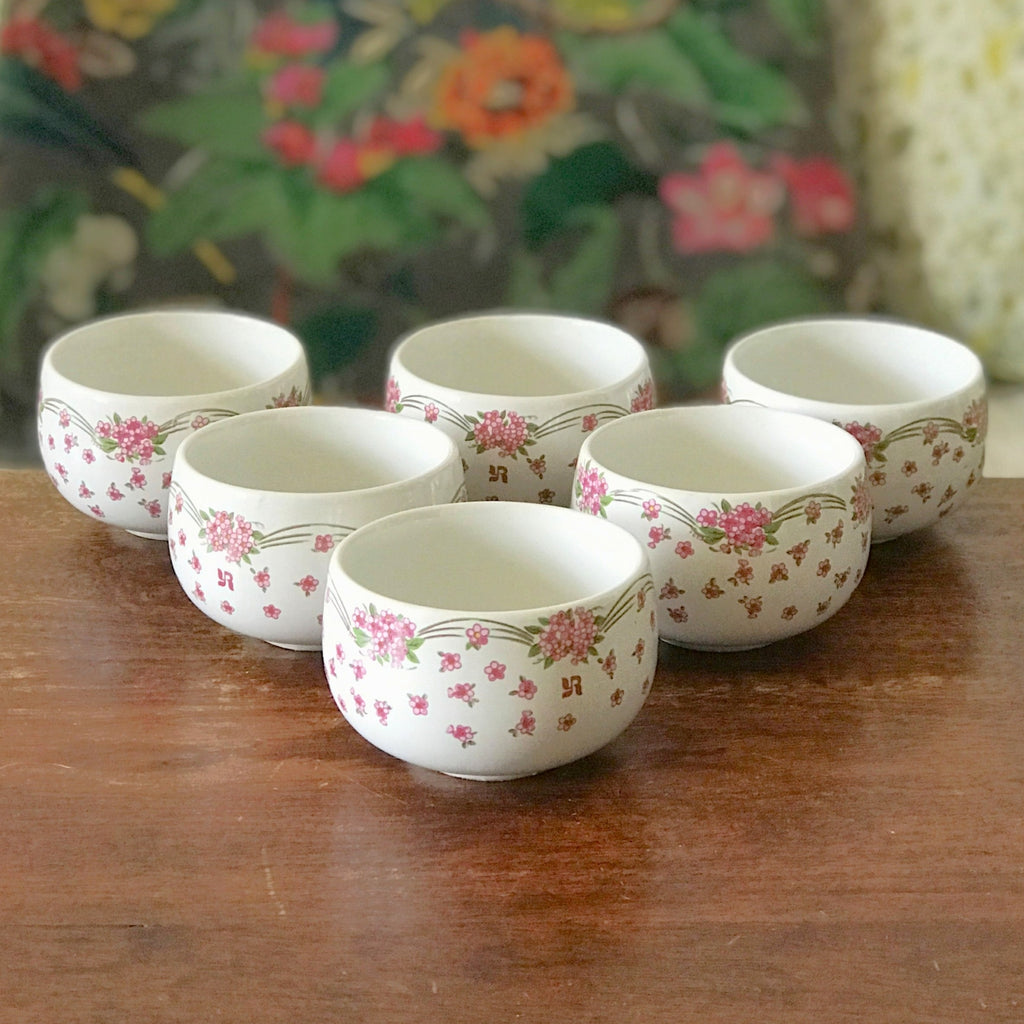 Lot de 6 petits bols publicitaires à thé Yves Rocher par Hello Broc brocante en ligne