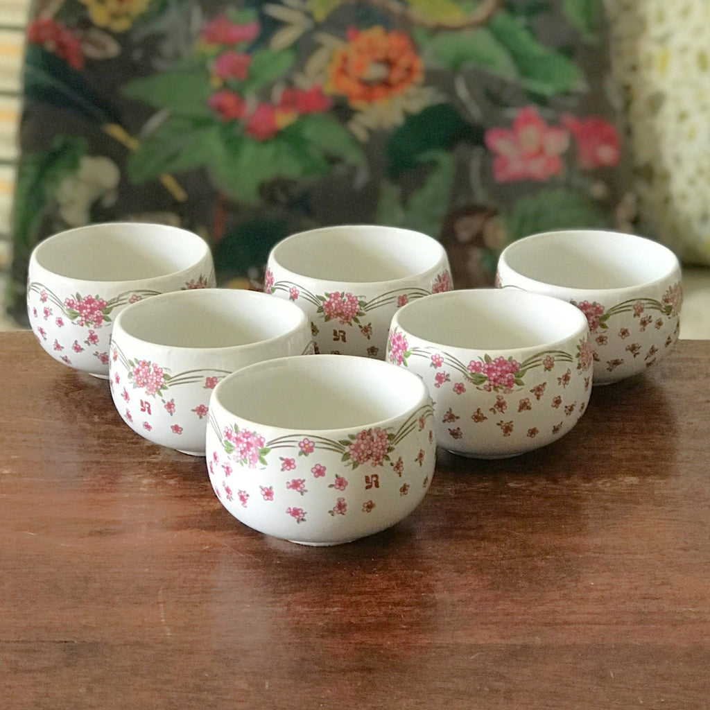 Lot de 6 petits bols publicitaires à thé Yves Rocher par Hello Broc brocante en ligne
