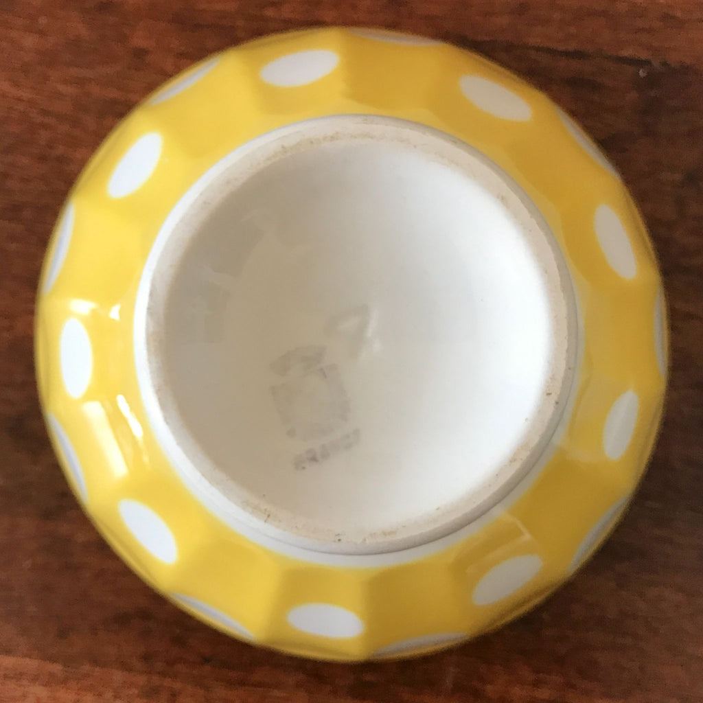 Ensemble de 2 bols en céramique jaune pois blancs et quadrillé gris et jaune par Hello Broc brocante en ligne