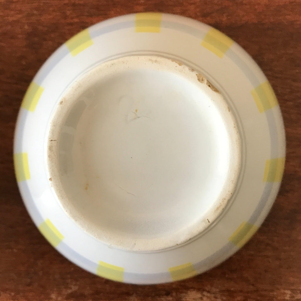 Ensemble de 2 bols en céramique jaune pois blancs et quadrillé gris et jaune par Hello Broc brocante en ligne