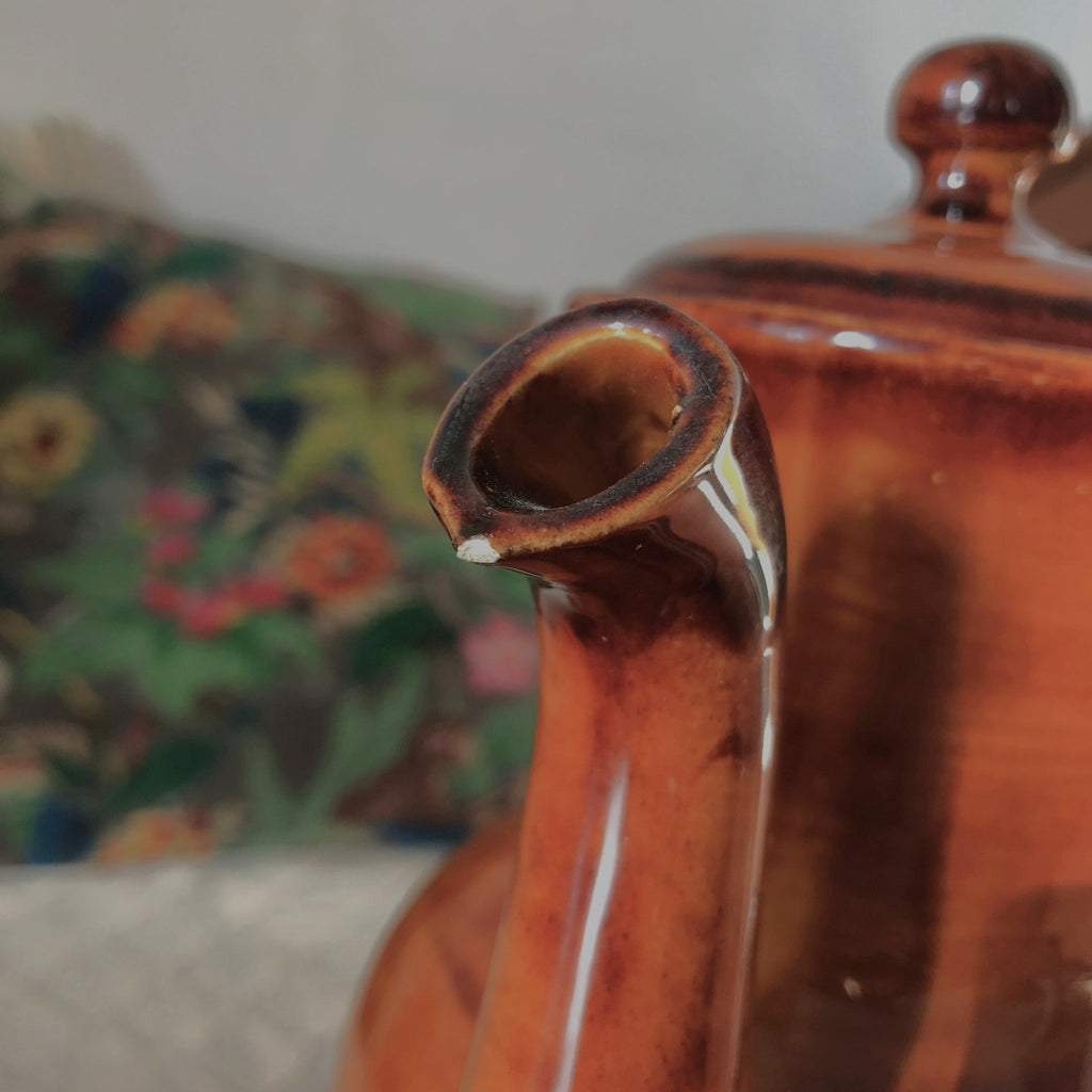 Grande cafetière vintage années 70 en céramique marron de St Clément par Hello Broc brocante en ligne