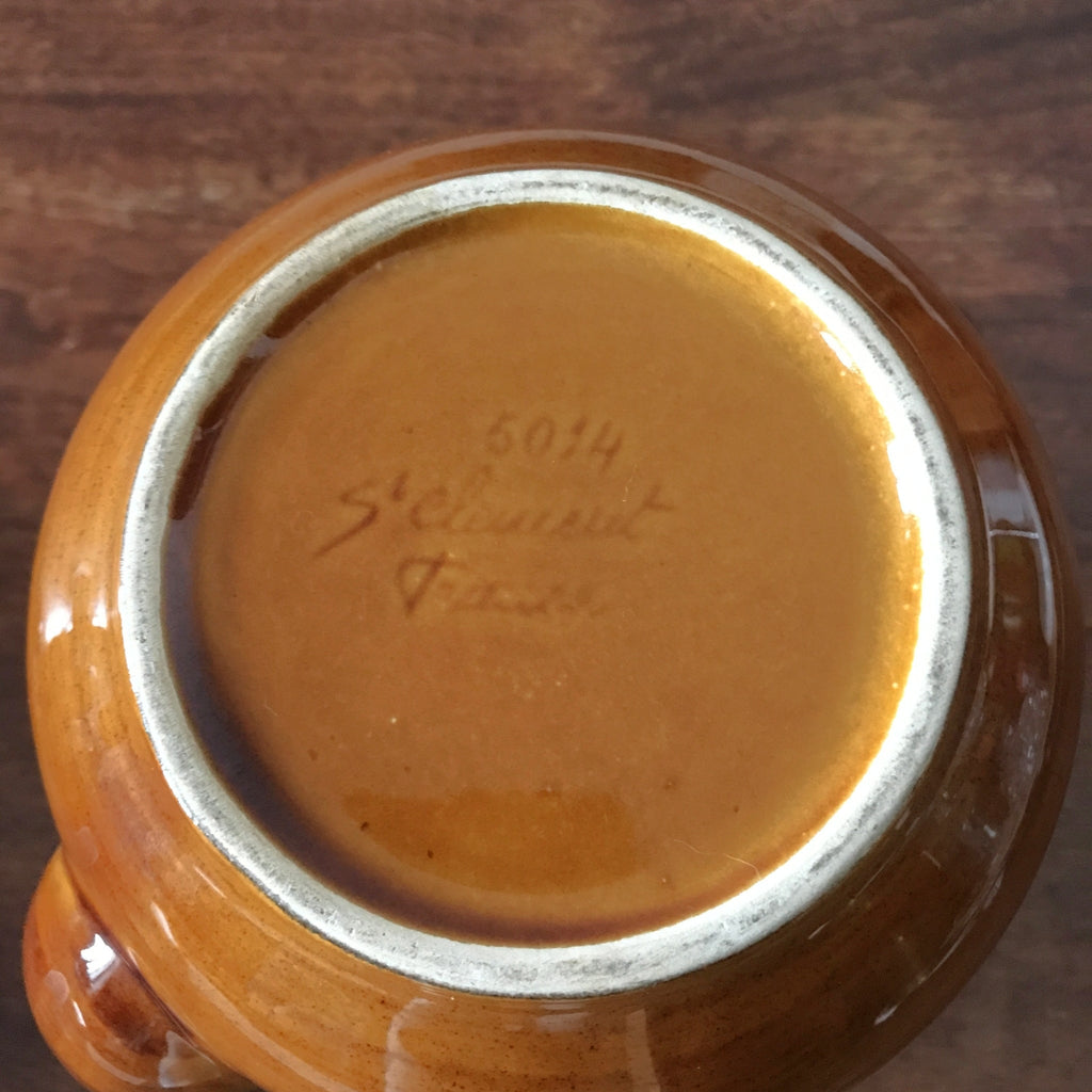 Grande cafetière vintage années 70 en céramique marron de St Clément par Hello Broc brocante en ligne